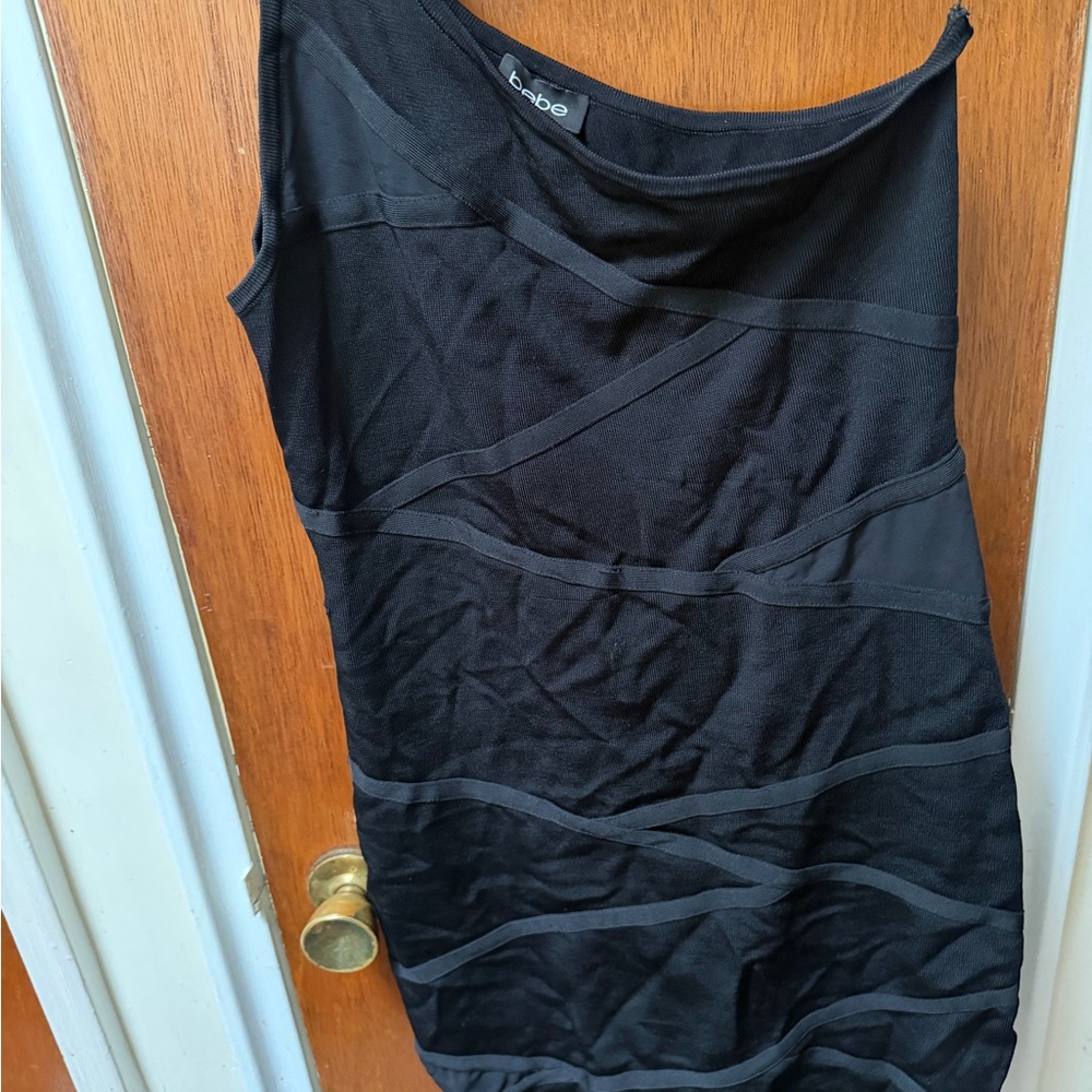 Bebe Black One Shoulder mini Dress
